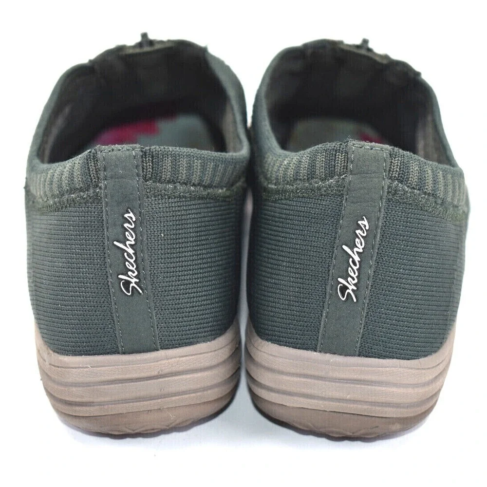 Skechers Transend Womens Green Zip Comfort Casual Knit Shoes Sneakers Size 10